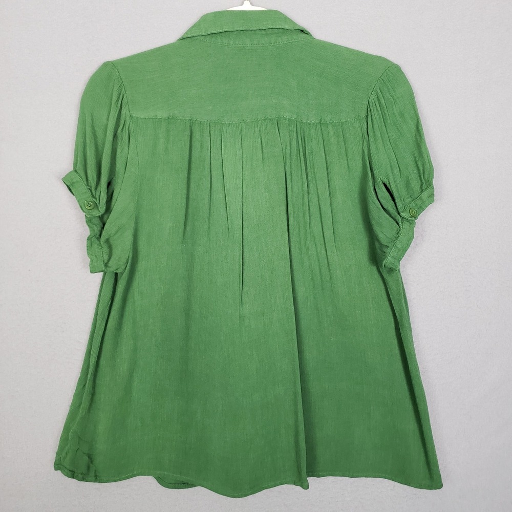 ModCloth All About Scallops Collared Button Down Kelly Green Ric Rac Trim Funky - Picture 2 of 8